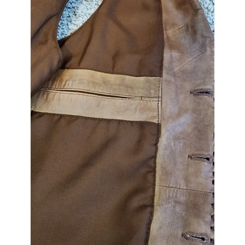 Scully Brown Lambskin Whip Stitch Leather Western Vest. Cowboy Y2K indiesleaze